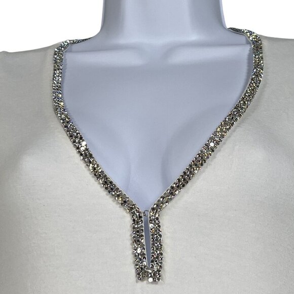 Majestic Paris Swarovski Crystals Women XS White Coquette T Shirt Clean Girl Top - Picture 4 of 15